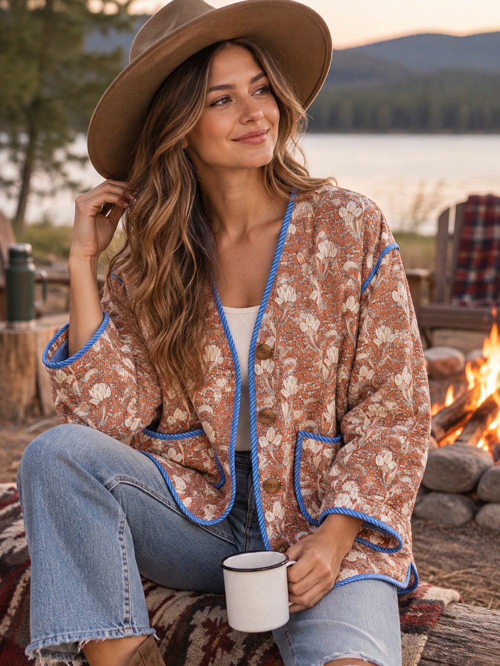 NWT Easel Floral Quilted Jacket